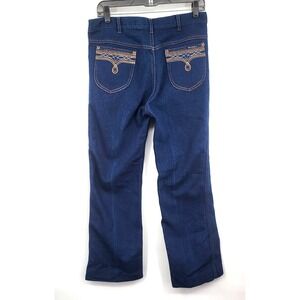 VTG 1980's Kenny Rogers Mens Dark Denim Embroidered Western Rockabilly Size 34